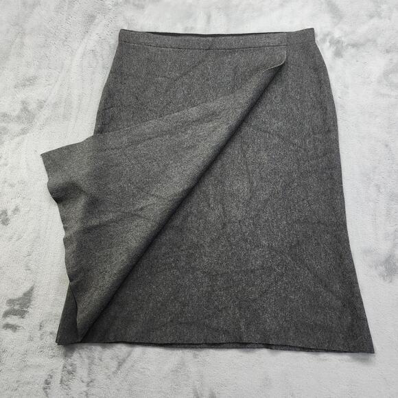 Milano Skirt Size L Gray Pull On Faux Wrap Stretch Knit Pencil Viscose Polyester - Picture 2 of 8